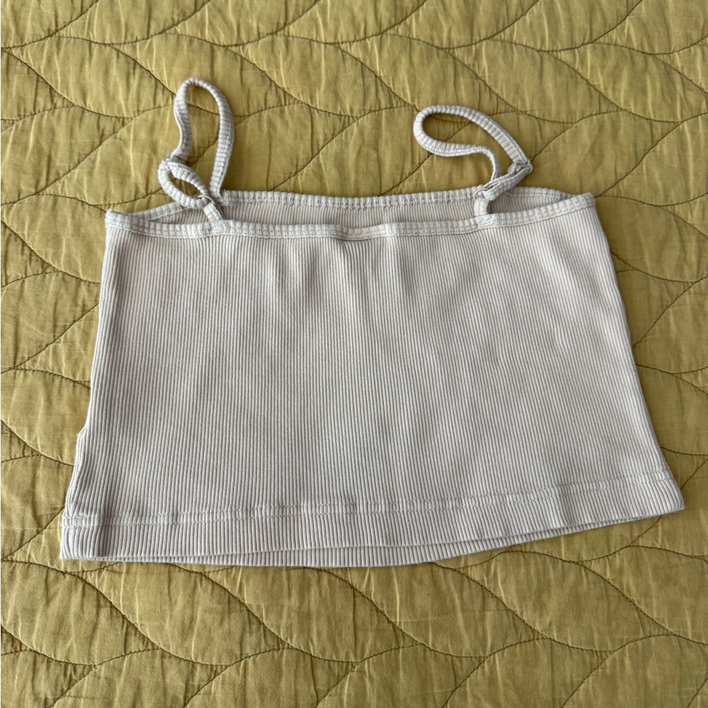 Nike Light Beige Ribbed Crop Top - Picture 3 of 8